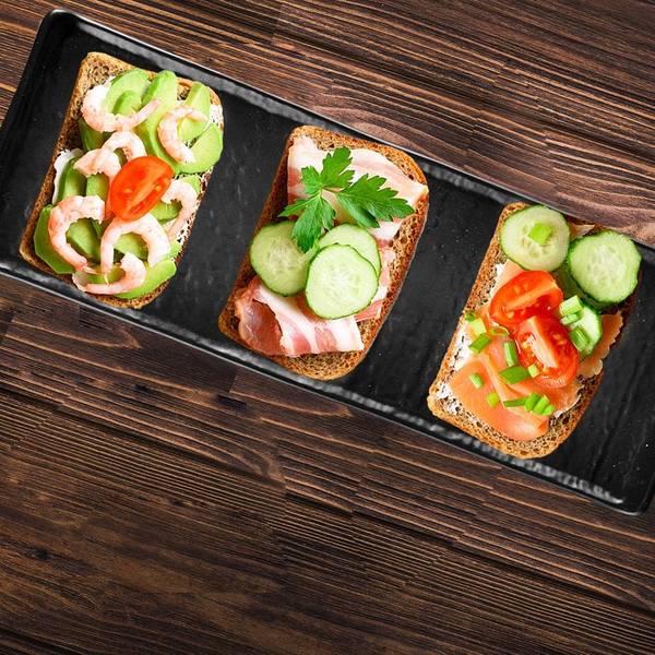 Serviertablett 153857 Schwarz - Keramik - 12 x 2 x 34 cm