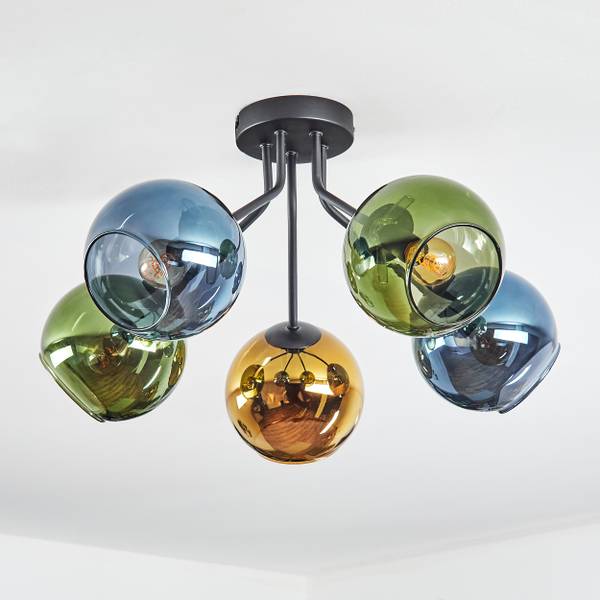 Deckenleuchte Cesaro Blau - Gold - Grün - Aluminium - Klarglas - 32 x 29 x 105 cm