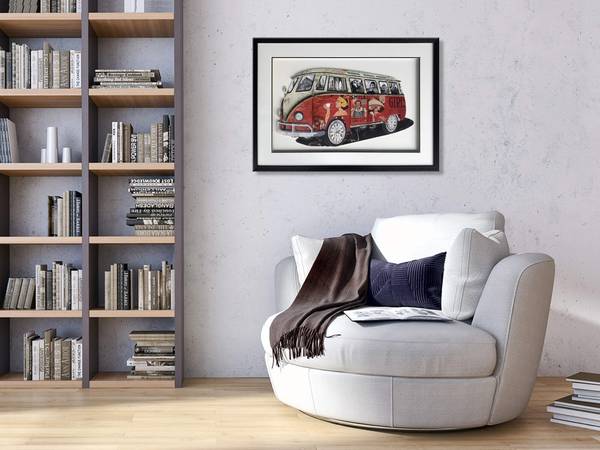 3D-Collage-Bild Volkswagen Van Vintage 1 Acrylglas - 70 x 50 x 3 cm