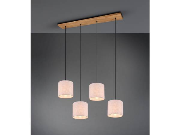 Pendelleuchte Holz, Stoff Beige Beige - Braun - Massivholz - Textil - 100 x 150 x 20 cm