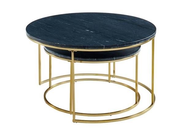 Couchtisch Set ANGELA Schwarz - Massivholz - 80 x 45 x 80 cm