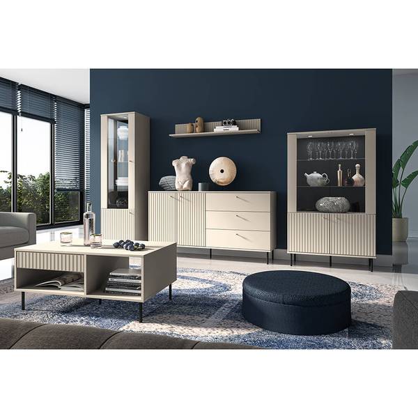 Vitrine SALOU-131-2 Beige - Holzwerkstoff - 55 x 190 x 40 cm