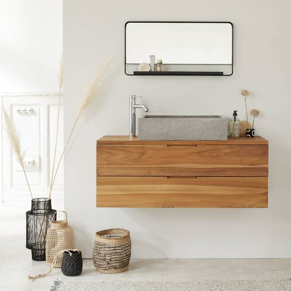 Waschbeckenunterschrank MAË Beige - Massivholz - 115 x 45 x 45 cm