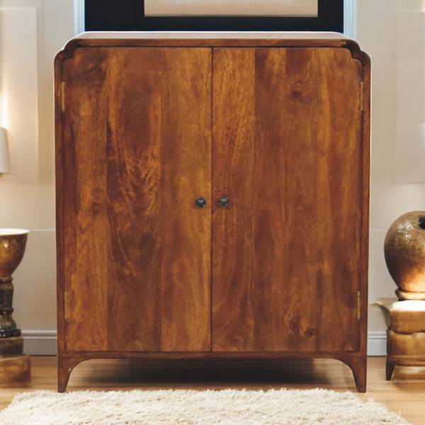 Kast Newton bruin - mango - messing - 70 x 80 x 35 cm
