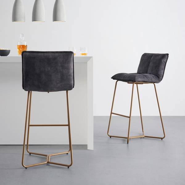 Barhocker FONIA Grau - Metall - Textil - 46 x 103 x 57 cm