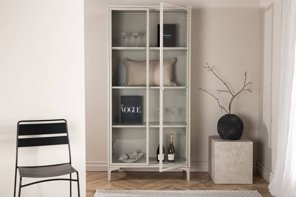 Vitrinenschrank Piring Beige - Metall - 90 x 190 x 40 cm