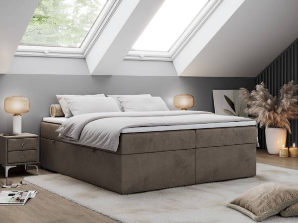 Boxspringbett BESS Kaffeebraun - Breite: 140 cm - H3
