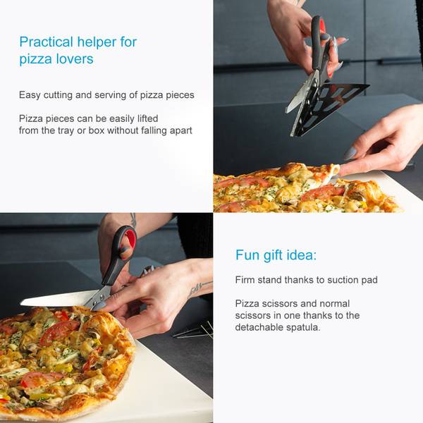 2 in 1 Pizzaschere Pizzaschneider Schwarz - Edelstahl - 8 x 8 x 28 cm
