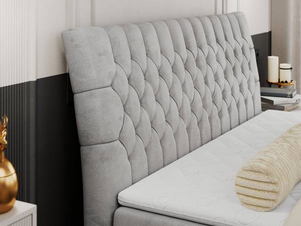 Boxspringbett MILEN Silber / Grau - Silbergrau - Breite: 200 cm - H3