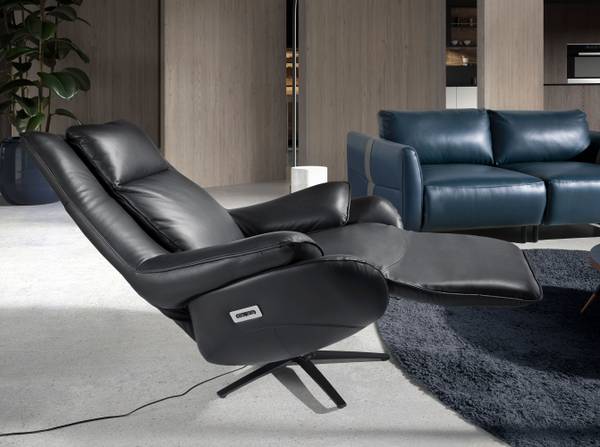 Relax-Drehsessel 5124 Schwarz - Flachgewebe - Kunstleder - 91 x 118 x 86 cm