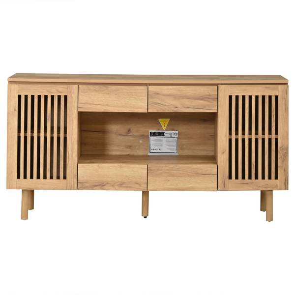 Sideboard Notus Ⅰ Braun - Holzwerkstoff - Massivholz - 140 x 71 x 35 cm