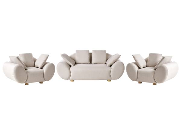 Sitzgruppe RINGEL 3-tlg Beige - Braun - Textil - 87 x 75 x 87 cm
