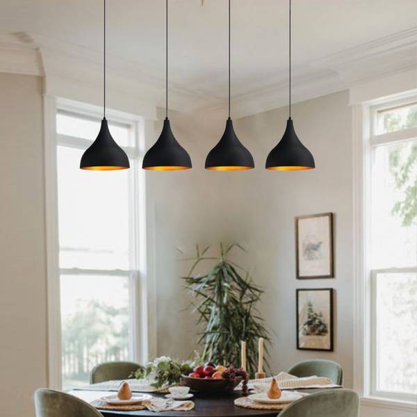 Pendelleuchte Adash 4 Flammig Lampe Schwarz - Metall - 115 x 141 x 28 cm