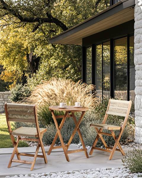 Set van 2 tuinstoelen PROSSEDI beige - bruin - bamboe - 42 x 84 x 50 cm