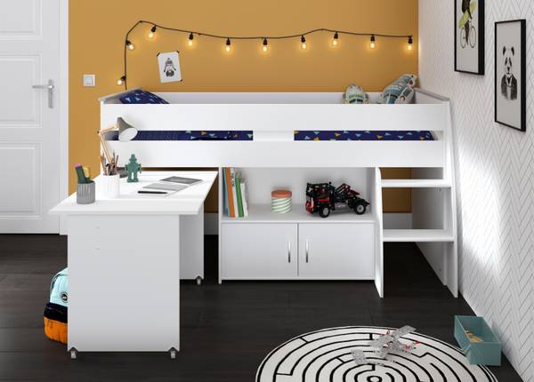 Kinderzimmer Releave 3-teilig Weiß - Holzwerkstoff - 115 x 185 x 204 cm