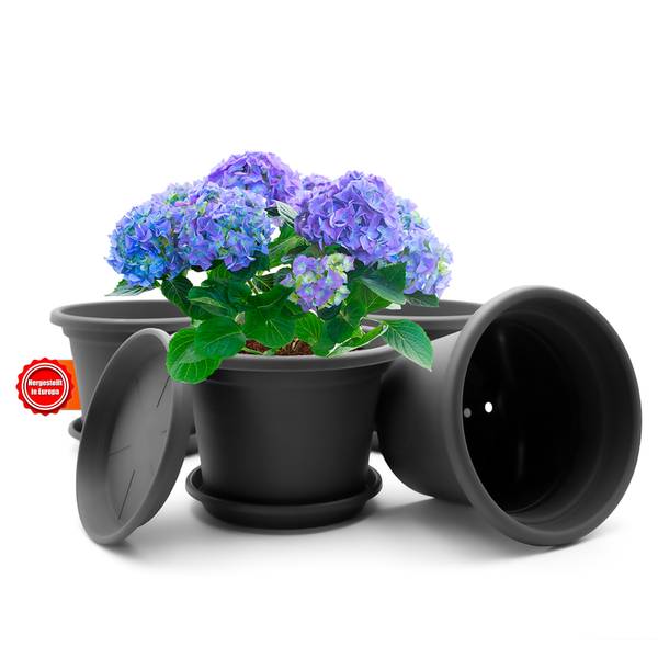 Blumentopf 1770435 4er Set Grau - Kunststoff - 30 x 22 x 30 cm
