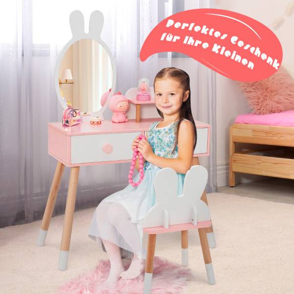 Kinder Schminktisch Set 21435670 Weiß - Holzwerkstoff - 78 x 110 x 37 cm