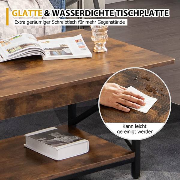 Couchtisch, Kaffeetisch mit Ablage Braun - Holzwerkstoff - 60 x 48 x 110 cm