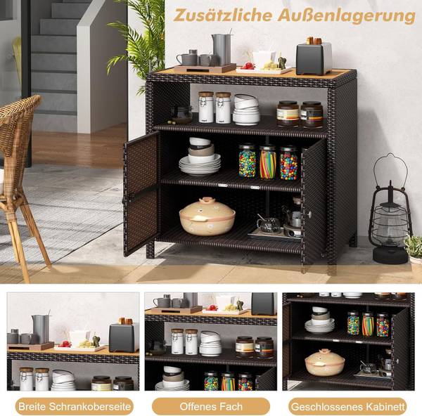 Gartenschrank TI94461DE Braun - Rattan - 53 x 66 x 90 cm