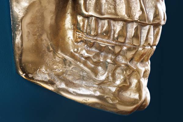 Wandskulptur SKULL XXL Gold - Kunststoff - 30 x 40 x 15 cm