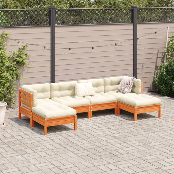 Loungeset 3042343 set van 6 bruin - grenenhout - 63 x 62 x 63 cm