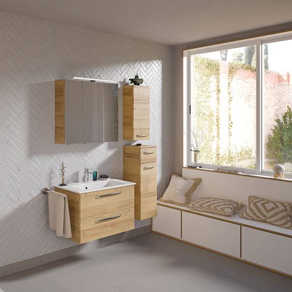 Badmöbel-Set TRENTO-66-1 4er-Set Braun - Holzwerkstoff - 122 x 200 x 50 cm