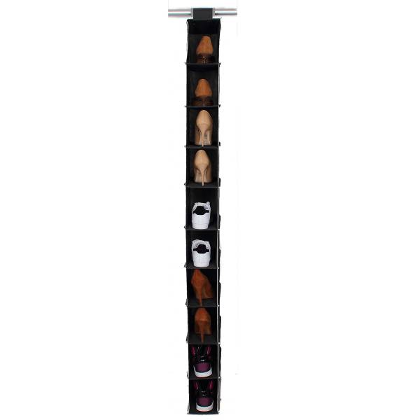 Schuhregal aus Vliesstoff mit 10 Fächern Grau - Textil - 15 x 170 x 35 cm