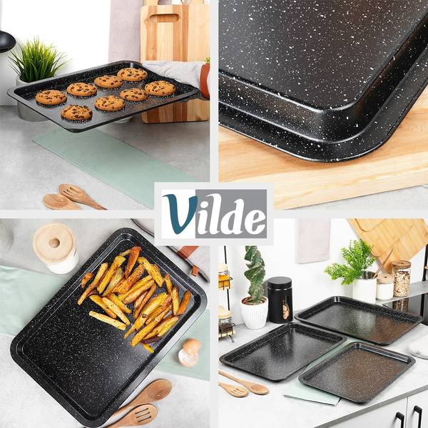 Backblech 2er Set SET601 Schwarz - Metall - 27 x 2 x 38 cm