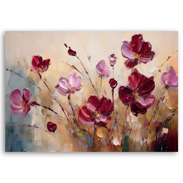 Wandbild gemalte mohnblumen 100 x 70 cm