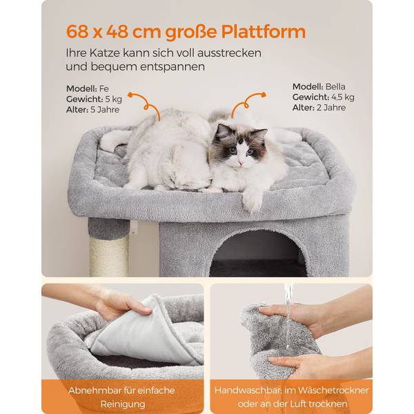 Arbre à chat Paris Gris - Bois manufacturé - 48 x 101 x 68 cm