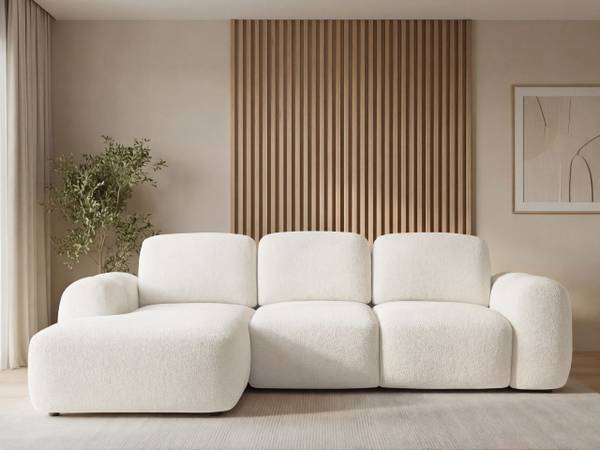 Ecksofa AVELIN Creme - Ecke davorstehend links