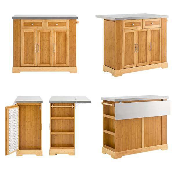 Kücheninsel FKW130-N Braun - Bambus - Holzwerkstoff - 46 x 93 x 107 cm