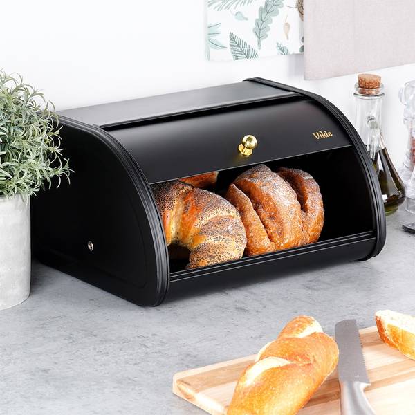 Brotkasten Schwarz - Stahl - 26 x 17 x 30 cm