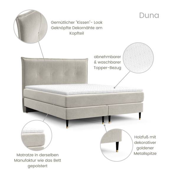 Boxspringbett Duna Taschenfederkern Liegefläche Breite: 120 cm