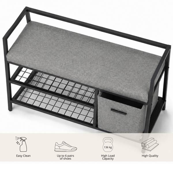Schuhschrank Estha Loft Grau - Polyester - 42 x 62 x 107 cm