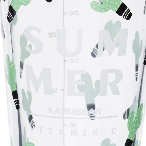 Set van 4 drinkglazen met cactus print zwart - groen - silicone - 9 x 16 x 10 cm