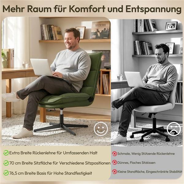 Bürostuhl ARL84 Grün - Metall - 76 x 107 x 88 cm