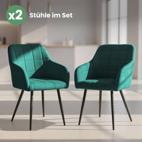Esszimmerstuhl LUXANO 2er-Set Dunkelgrün