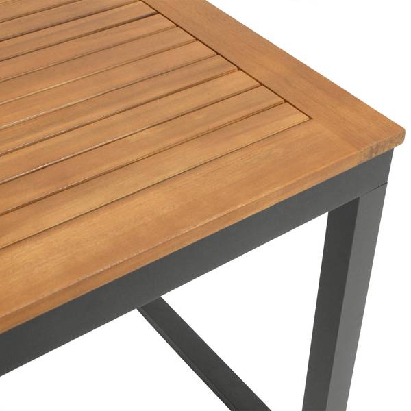 Garnitur RIVELLO 7-teilig Schwarz - Braun - Grau - Akazie - Aluminium - Polyester PVC - 200 x 75 x 90 cm