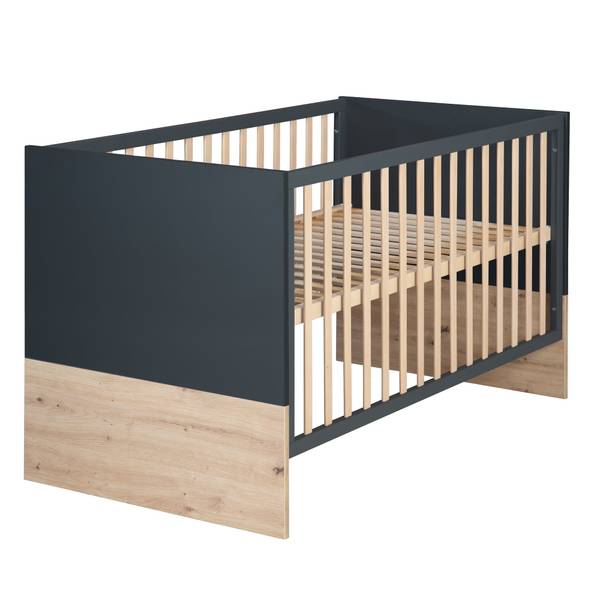 Lit bébé évolutif Lenn Gris - Bois manufacturé - 144 x 82 x 76 cm