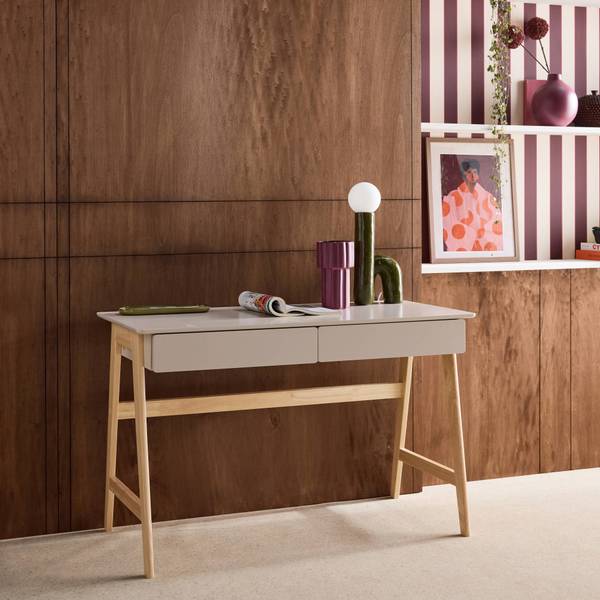 Schreibtisch Tommy Beige - Holz teilmassiv - 55 x 76 x 120 cm