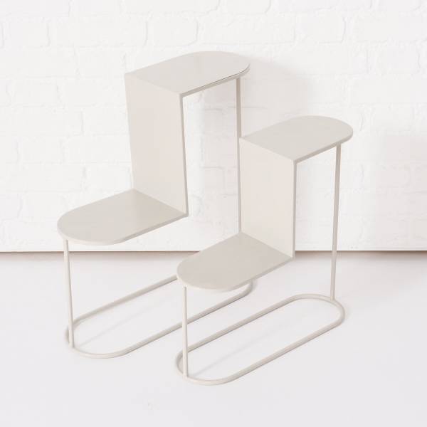 Blumentreppe PLUTO 2er Set Beige - Metall - 18 x 55 x 50 cm