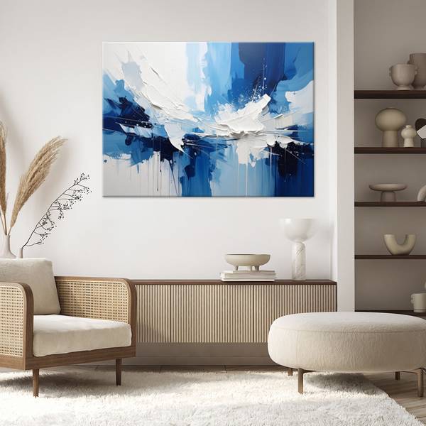 Wandbild Abstrakte Motive Blau - Polyester - 120 x 80 x 3 cm