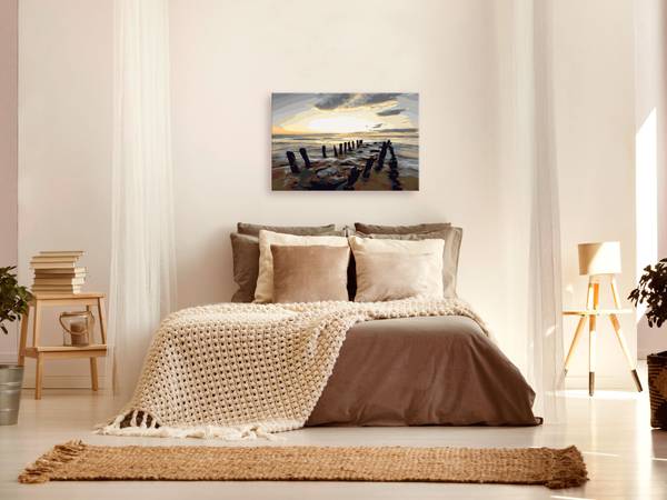Wandbild Malen nach Zahlen Natur Log Baumwollstoff - 60 x 40 x 2 cm