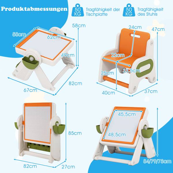Kunststaffelei-Set TK32521 2-tlg. Orange - Kunststoff - 67 x 58 x 82 cm
