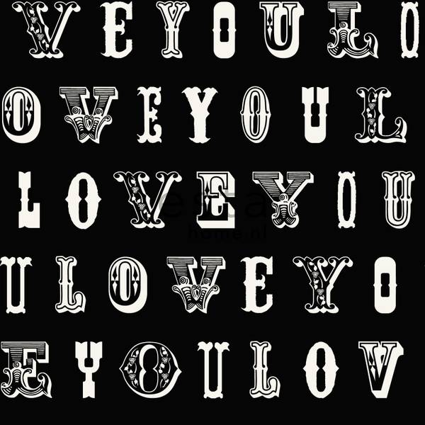 papier peint love you - citations 6959 Noir - Polaire - 53 x 1005 x 1005 cm