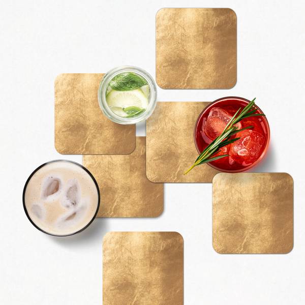 GLASUNTERSETZER Blatt-Textur 6er-Set Gold - Kork - 10 x 1 x 10 cm