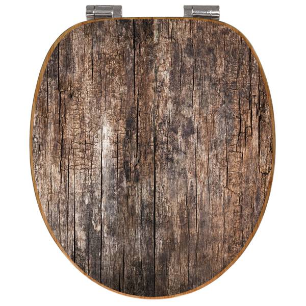 WC-Sitz mit Absenkautomatik Altes Holz Braun - Bambus - Holzwerkstoff - 38 x 5 x 49 cm