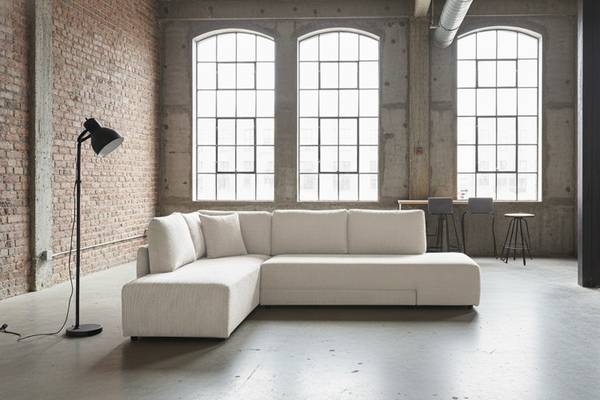 Schlafsofa SADIRA Cremeweiß - Armlehne davorstehend links - Ecke davorstehend links