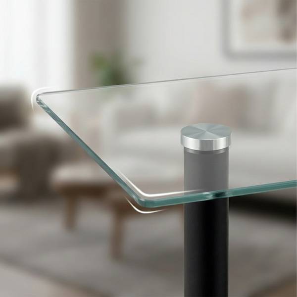 Salontafel met glasplaat zwart - bruin - staal - 60 x 50 x 30 cm